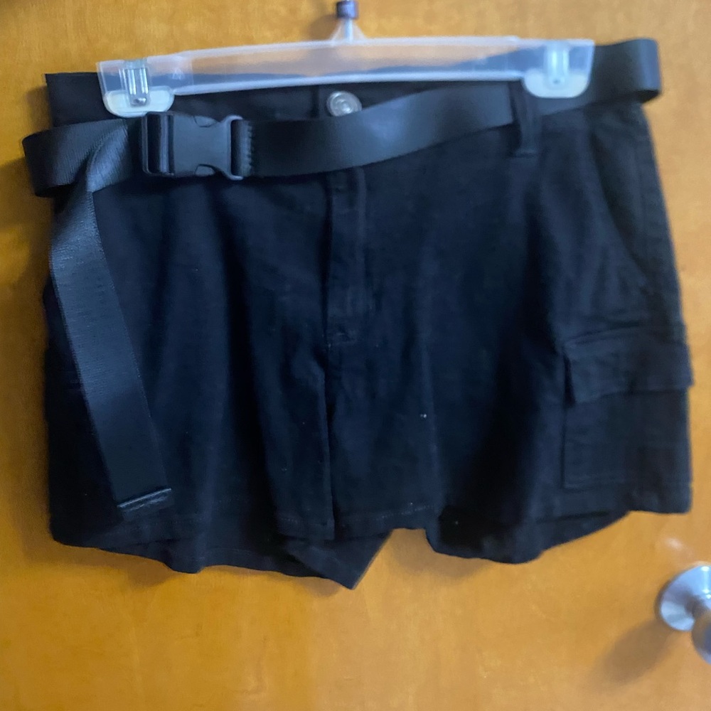 Women's Black Cargo Shorts with Belt
